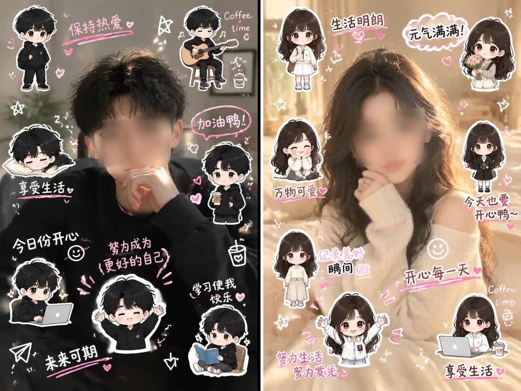 Split Screen Chibi Scrapbook Collage