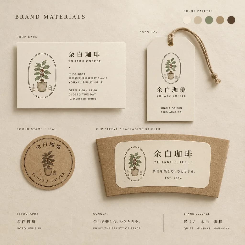 Minimalistisches Brand-Board für Japanisches Café