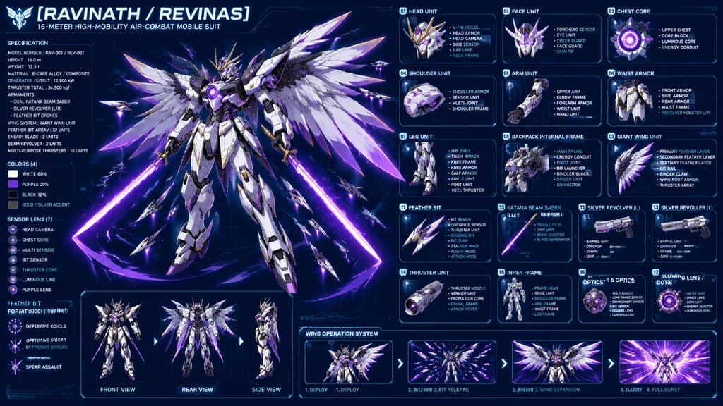 Futuristic Anime Mecha Specification Sheet