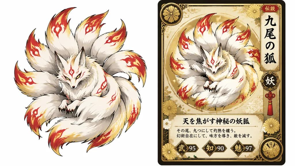 Nine-Tailed Fox Mascot and Trading Card