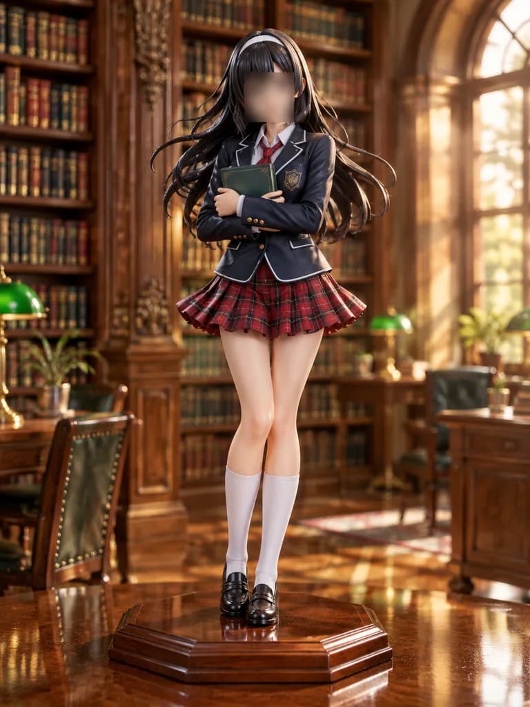 Anime Schoolgirl Figurine Library Diorama