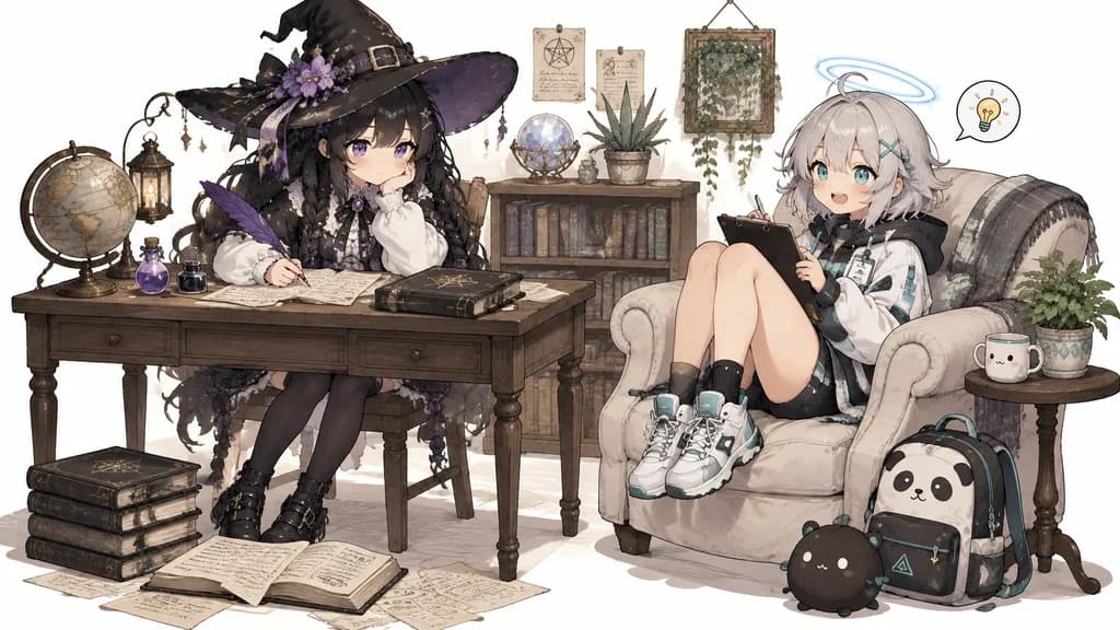 ฉากอ่านหนังสืออนิเมะแสนอบอุ่นของแม่มดและสาววงแหวน