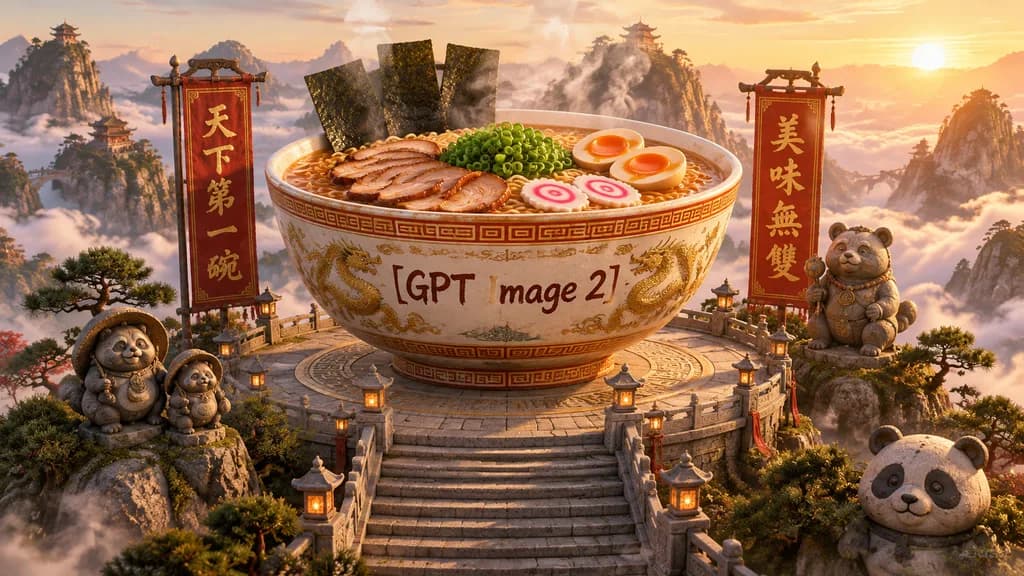 Monumental Ramen Bowl on Mountain Temple