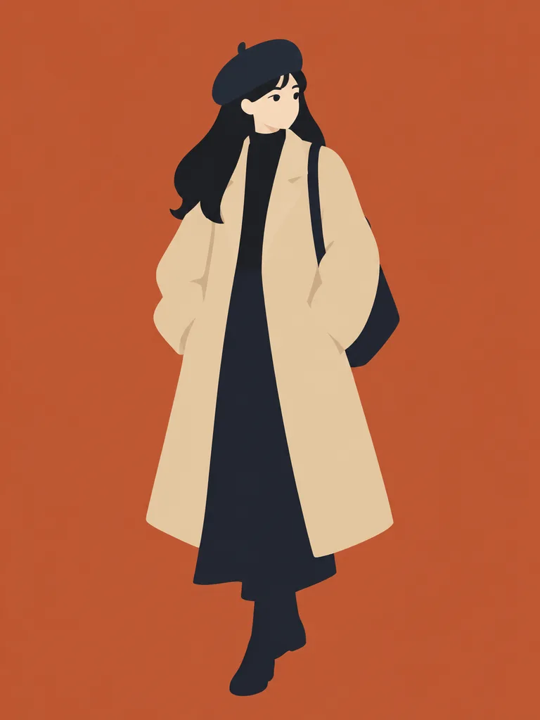 ミニマルな切り絵風キャラクターポスター