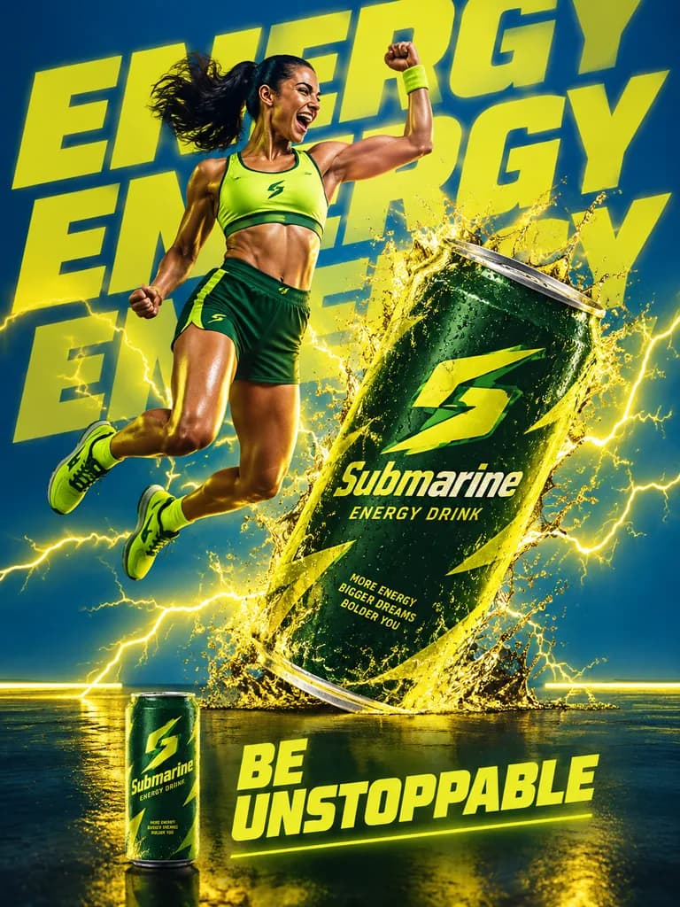 Athletic Energy Drink Commercial Poster