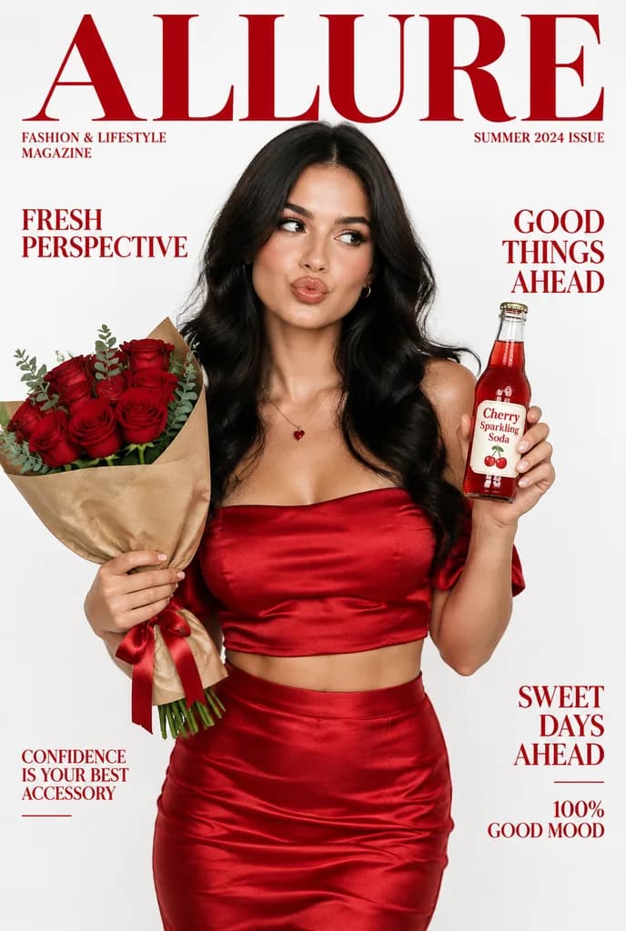 Red Editorial Fashion Magazine Cover