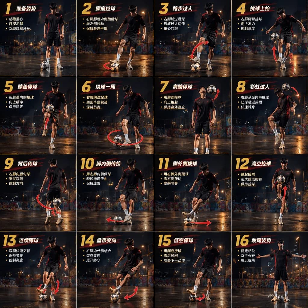 Poster Guida Calcio Freestyle in 16 Passaggi