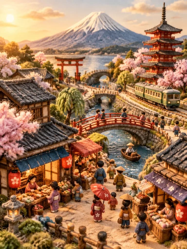 羊毛毡微缩国家景观模型