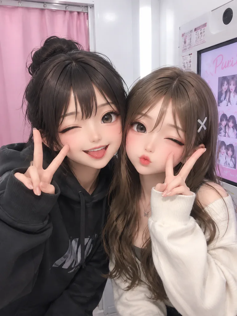 3D Anime Friends in Real Purikura Booth