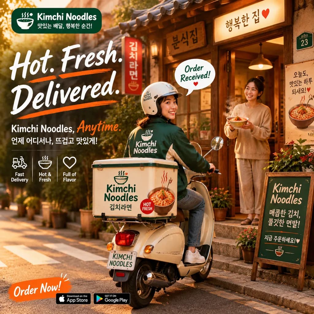 Poster Iklan Pesan-Antar Mie Korea
