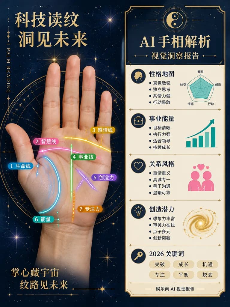 AI 手相分析インフォグラフィックポスター