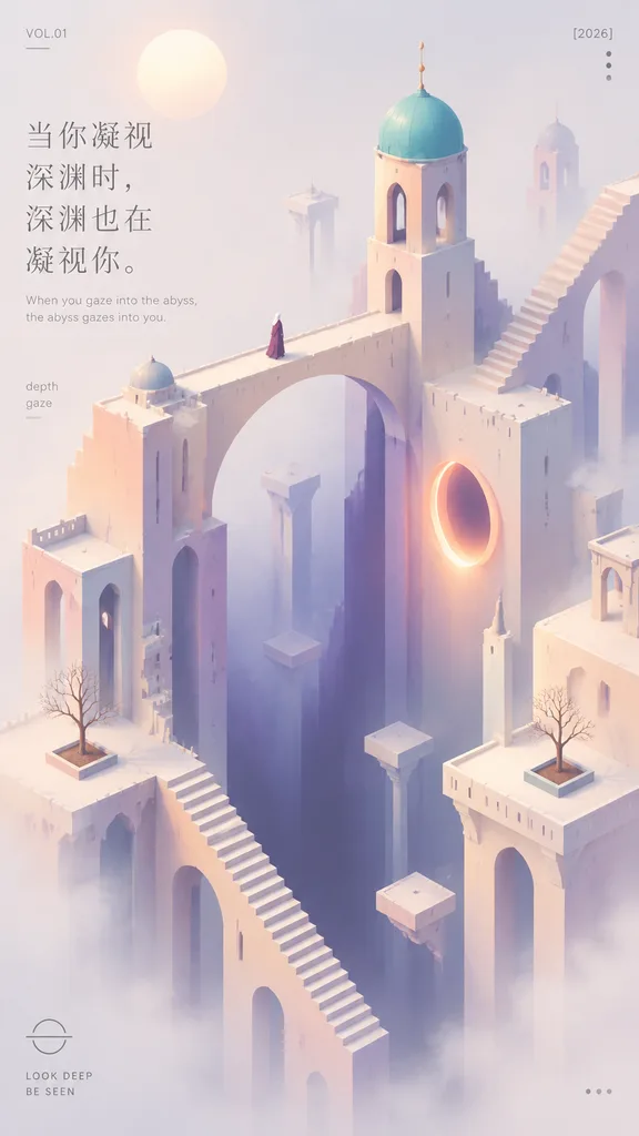 粉彩深淵等軸測建築桌布