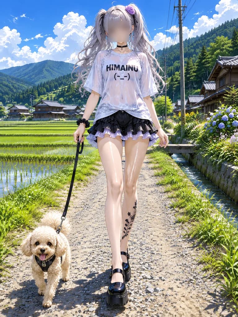 Anime Summer Countryside Dog Walk