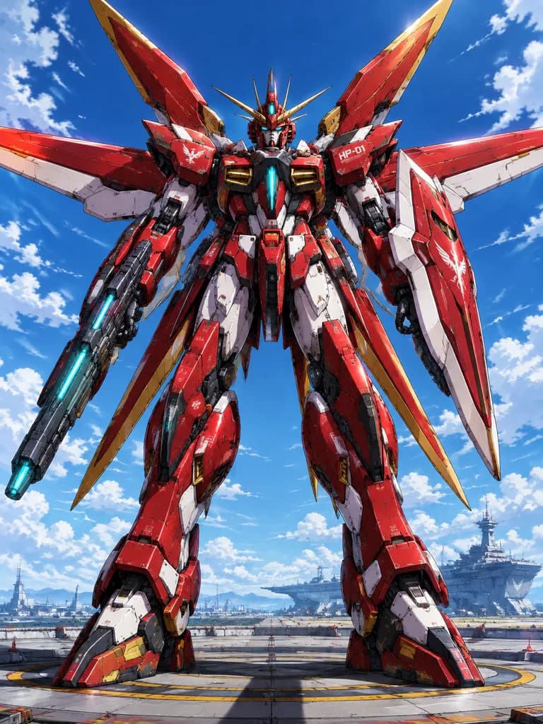真紅の翼を持つ巨大メカポスター