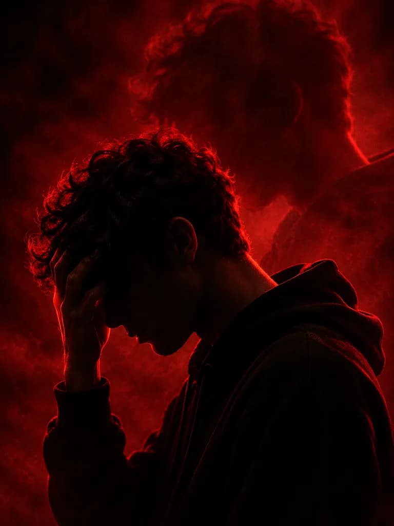 Crimson Double Exposure Profile Portrait