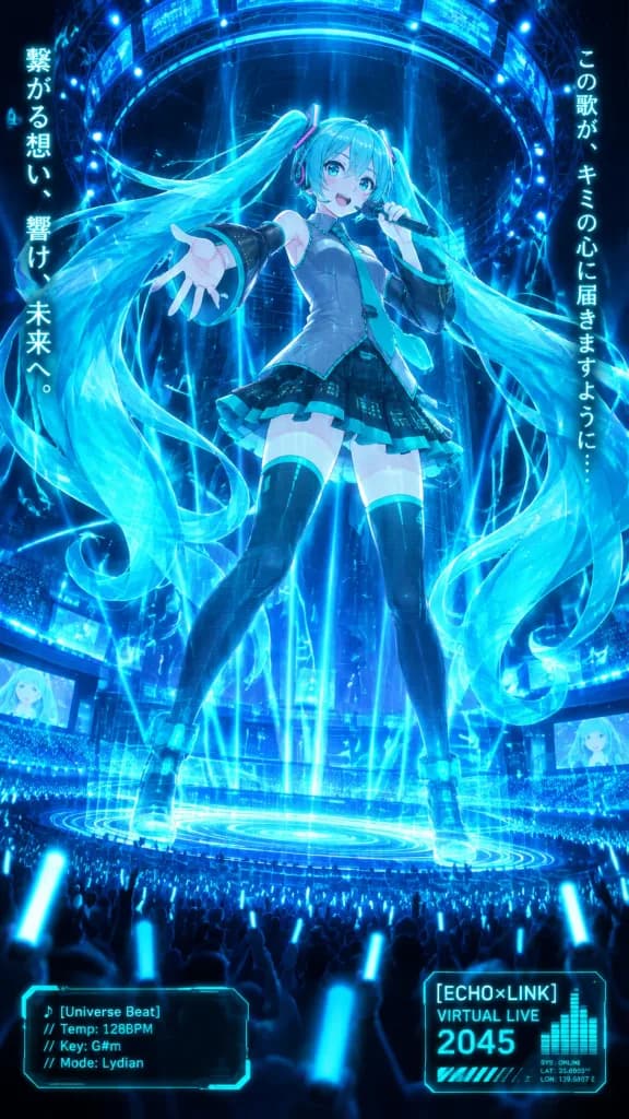 Cyberpunk Holographic Anime Concert Poster