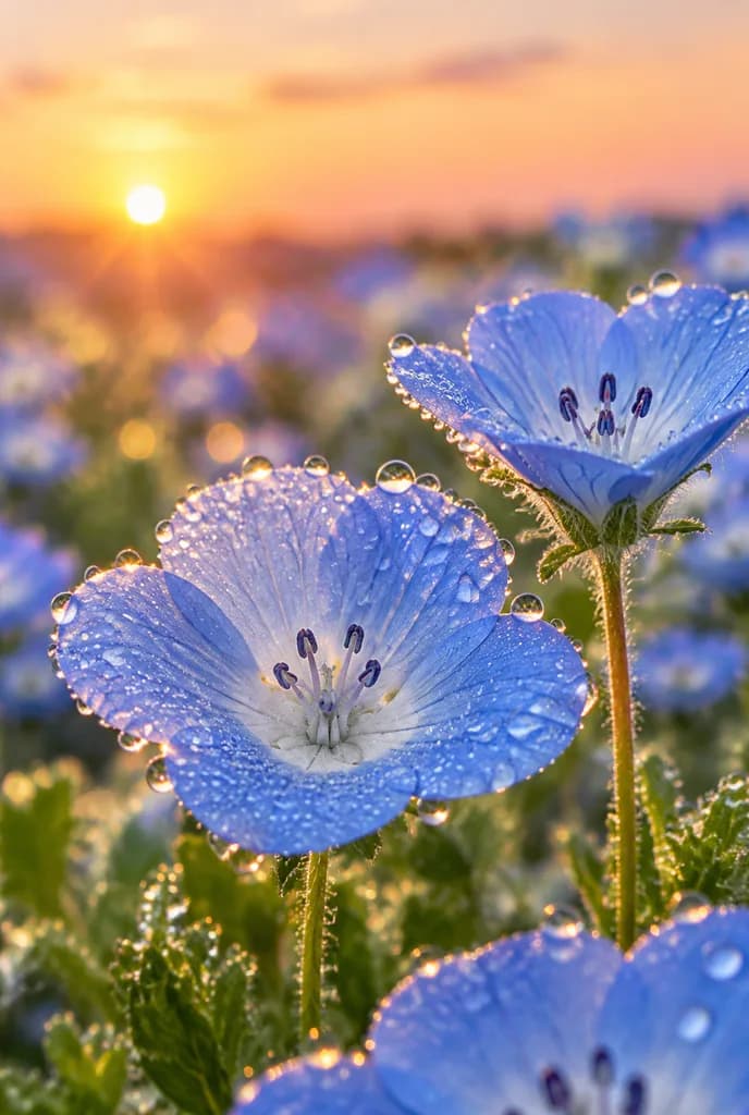 Dewy Sunrise Nemophila Macro