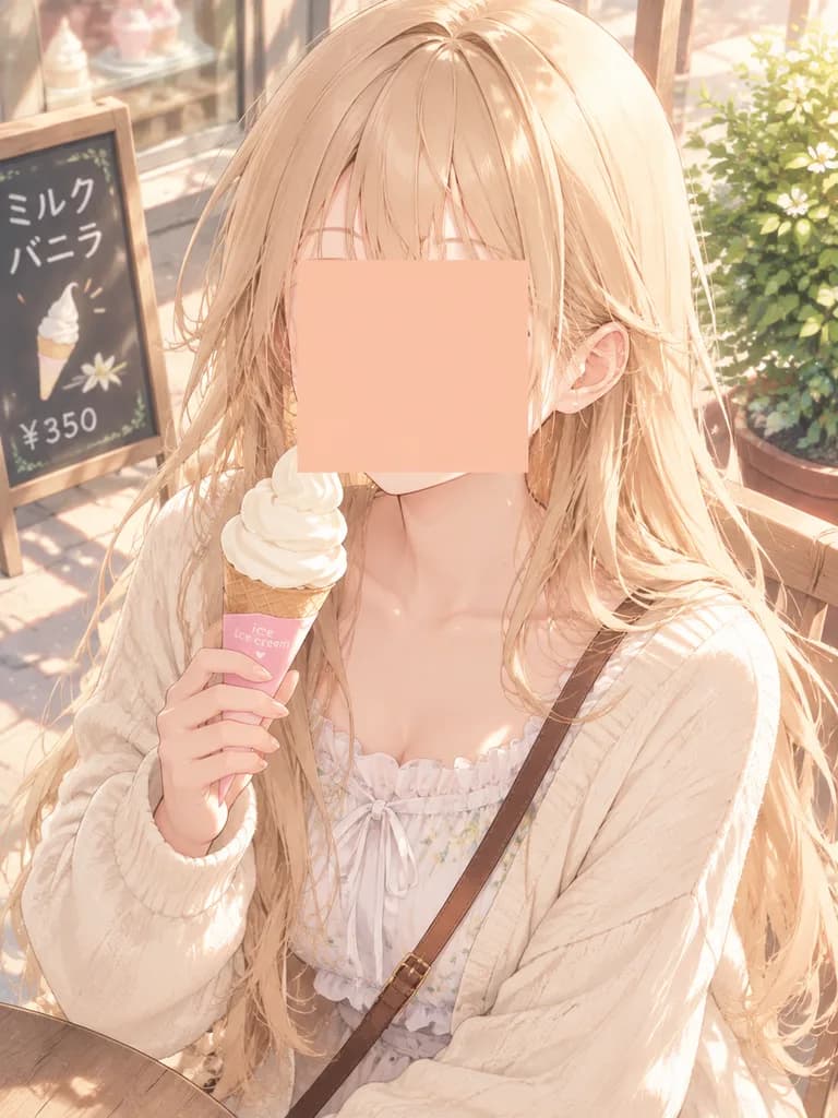 Censored Anime Portrait with Ice Cream