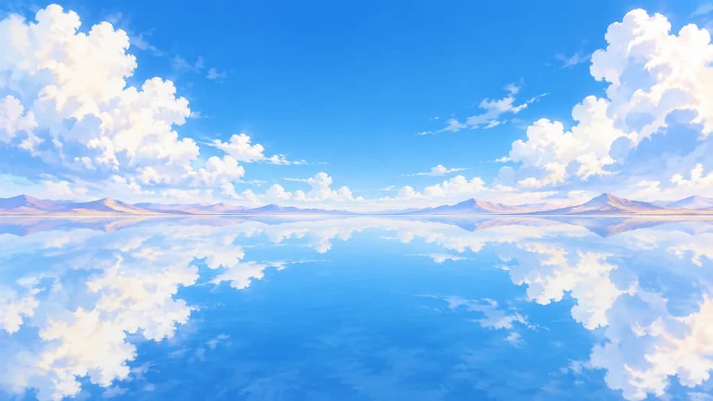 Anime Mirror Lake Horizon Landscape