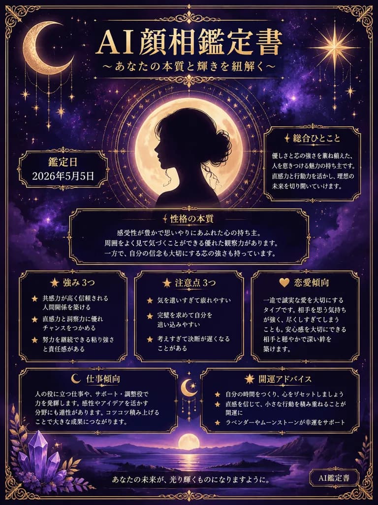 日系星空面相占卜證書海報