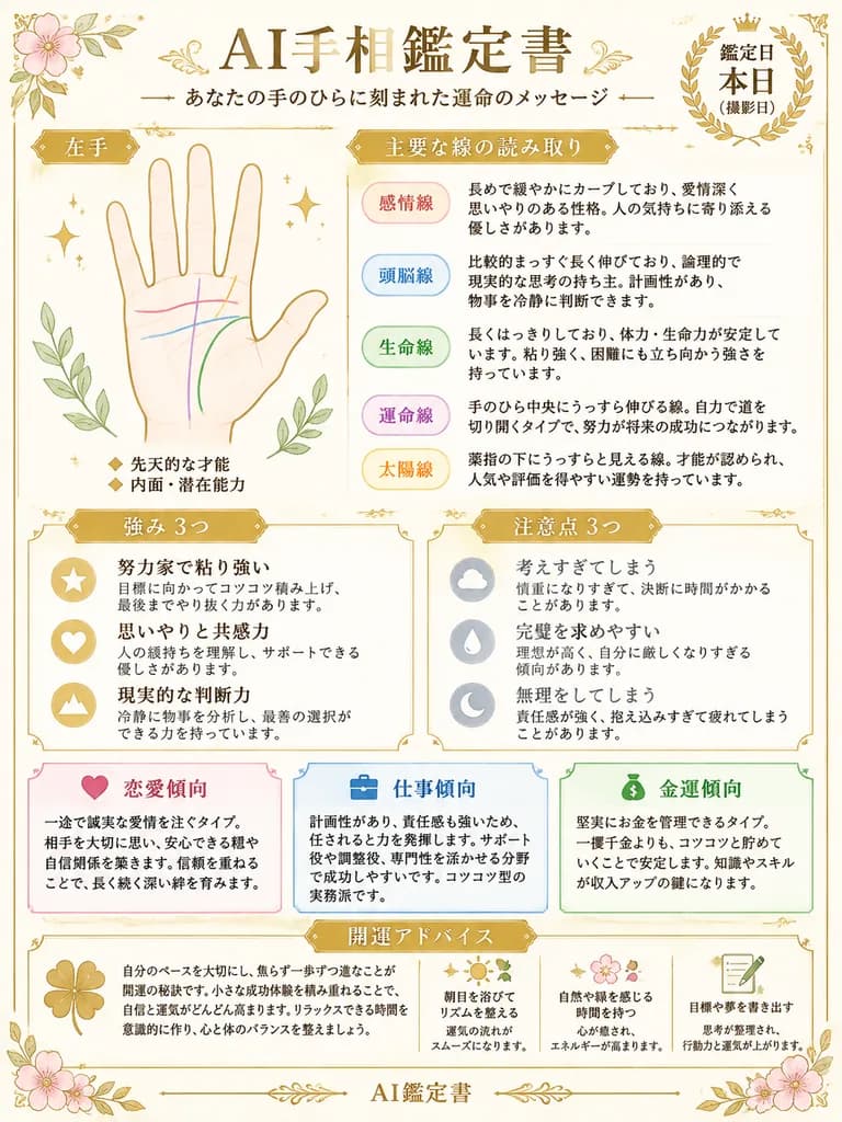 Japanese AI Palmistry Certificate Infographic