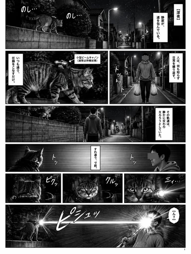 タクティカル・レーザー猫 青年漫画原稿