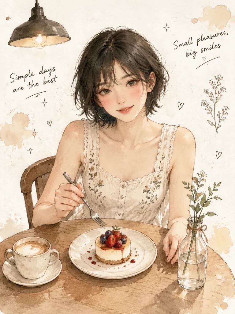 Minimalist Watercolor Cafe Scene