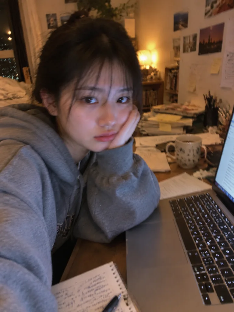 手機隨拍風格書桌自畫像
