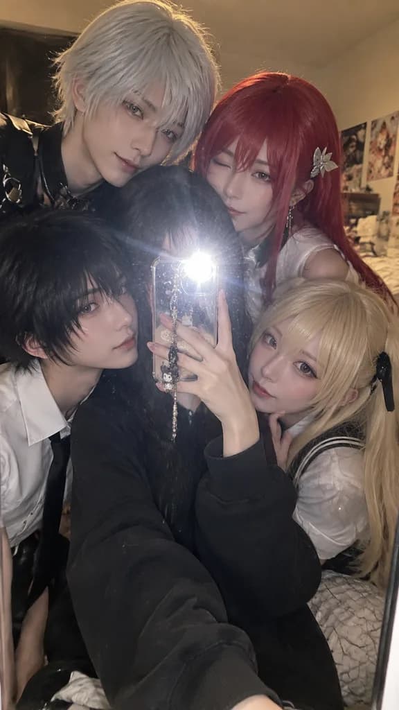 Selfie allo Specchio con Flash e Cosplay Anime