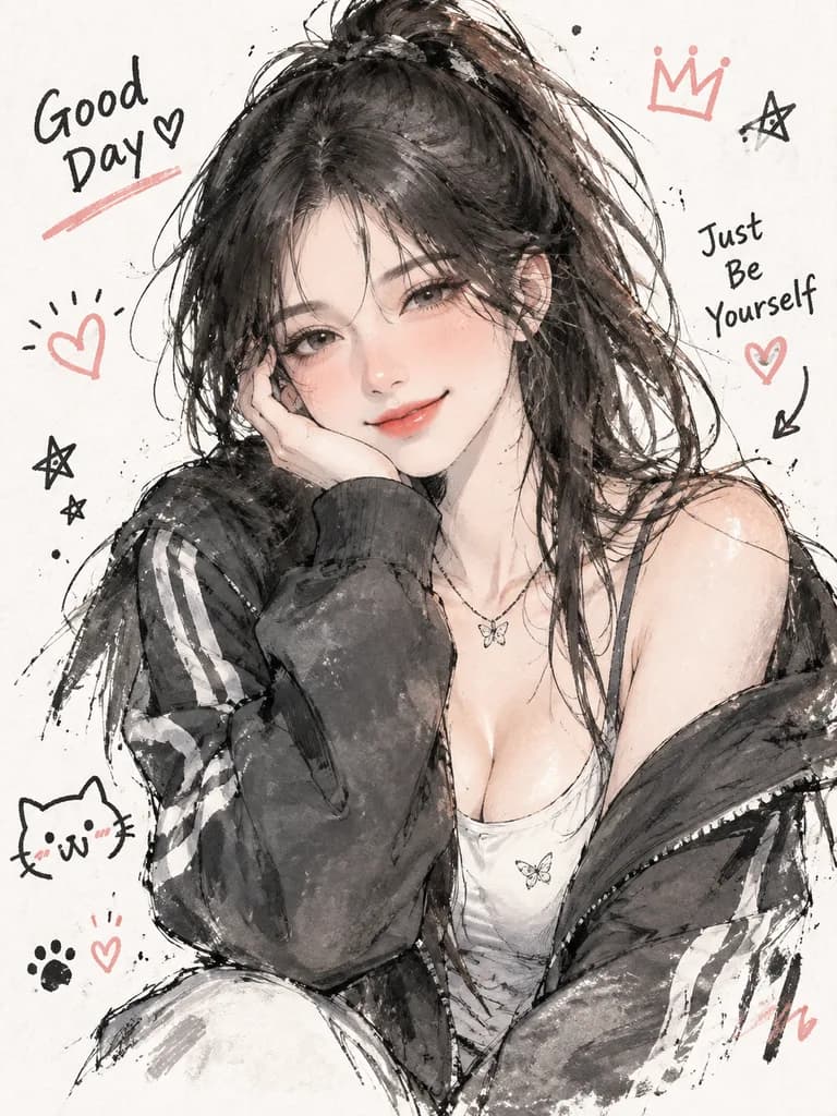 韓国風落書きイラストポスター