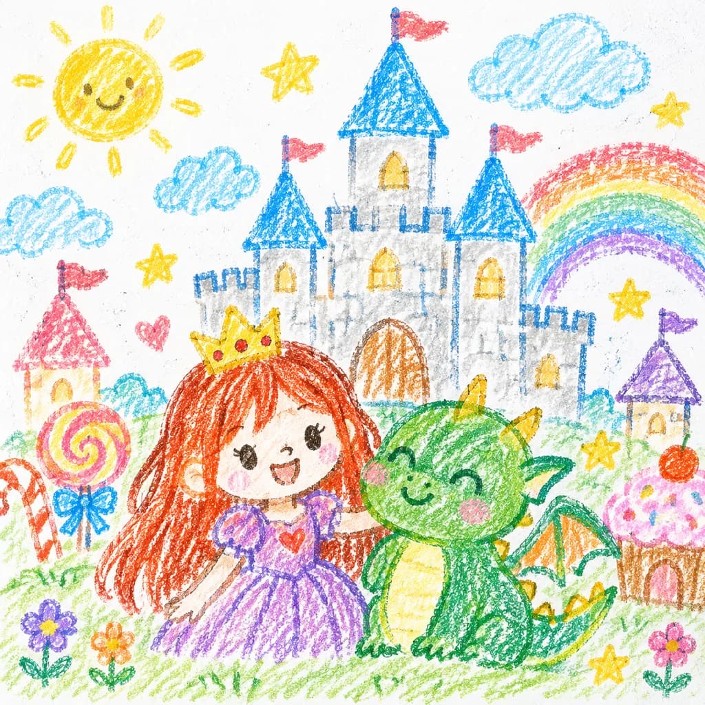 Dessin d'Enfant aux Craies d'Après Photo