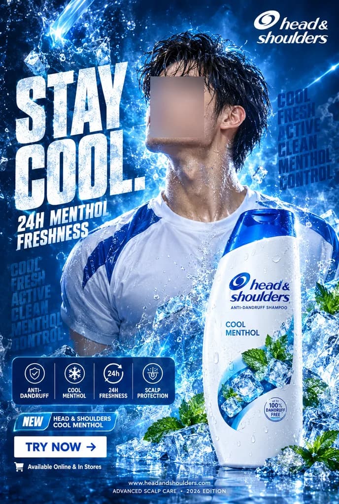 Cool Menthol Shampoo Commercial Poster