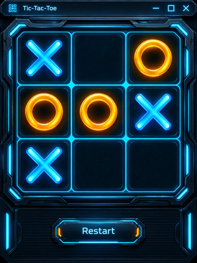Cyberpunk Neon Tic-Tac-Toe Game Interface