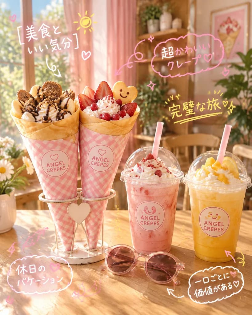 かわいい日本のクレープカフェフォト