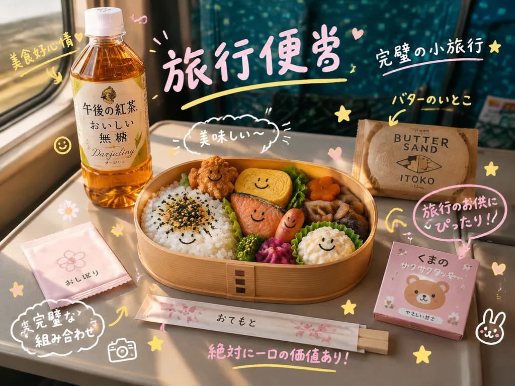 Japanese Train Bento with Cute Doodles