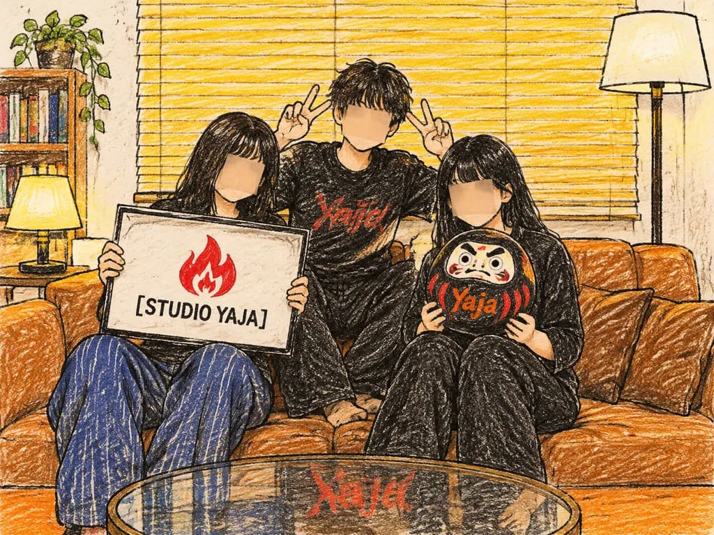 友人たちのスタジオ記念クレヨンイラスト
