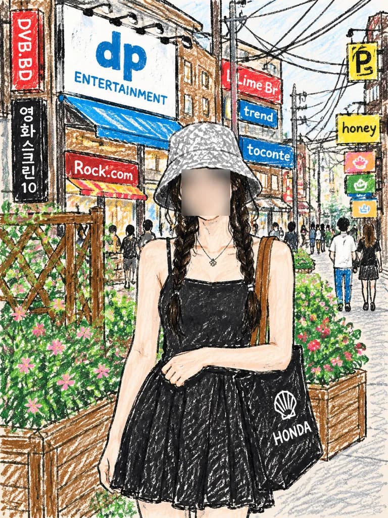 韓国の街角スケッチ風ポートレート