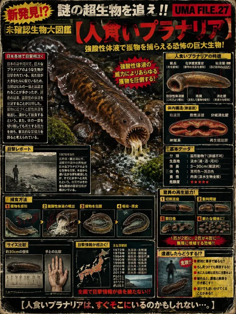 Retro Japanese Cryptid Infographic Poster