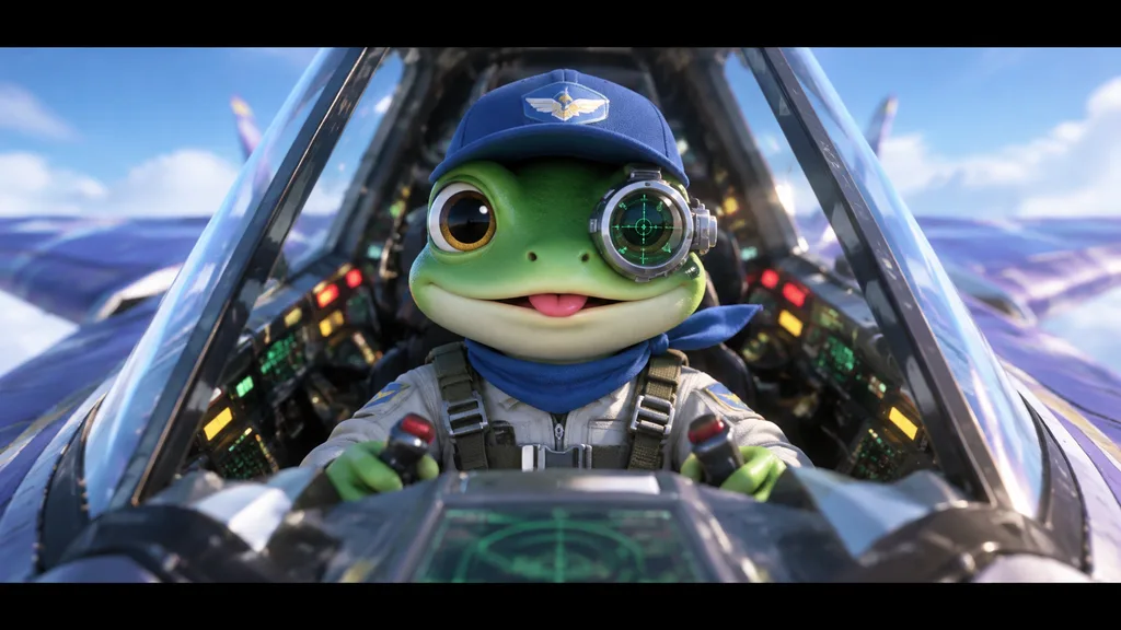 Cute Frog Fighter Jet Pilot