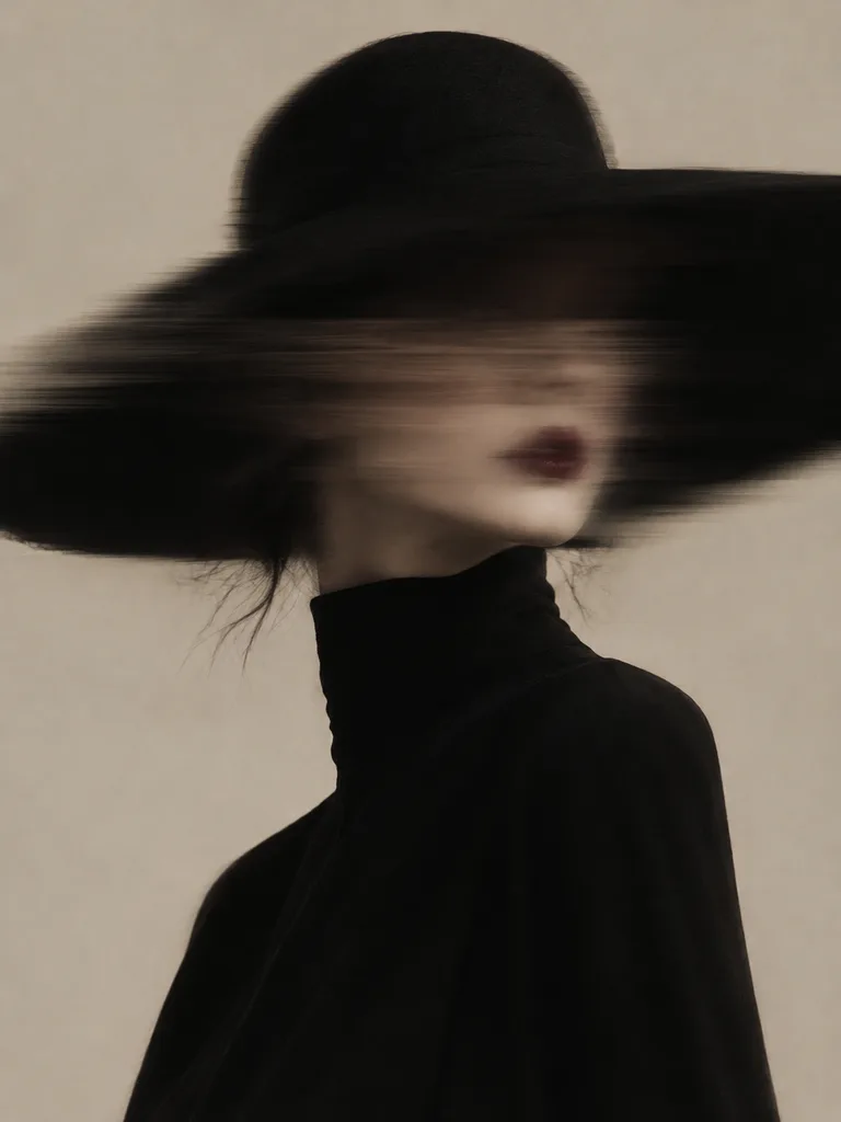 Minimalistyczny portret modowy z rozmyciem ruchu