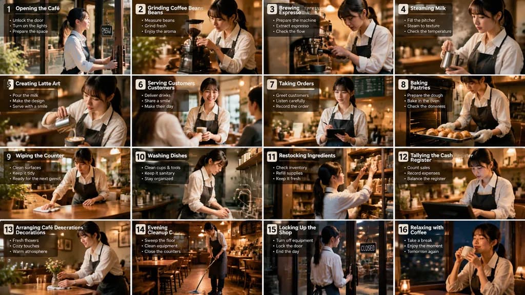 카페 바리스타 데일리 루틴 스토리보드