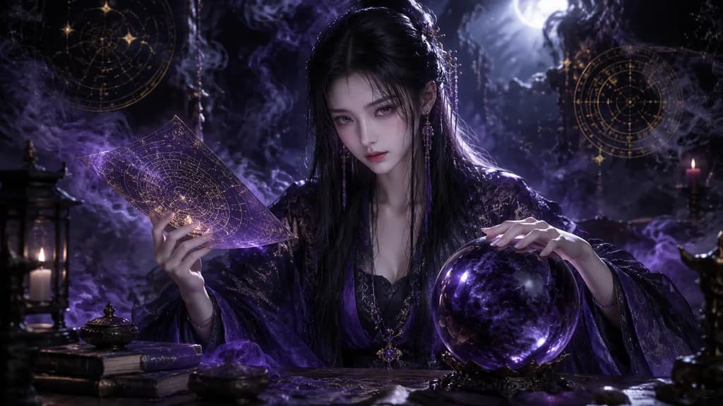 Mystic Chinese Diviner with Crystal Ball