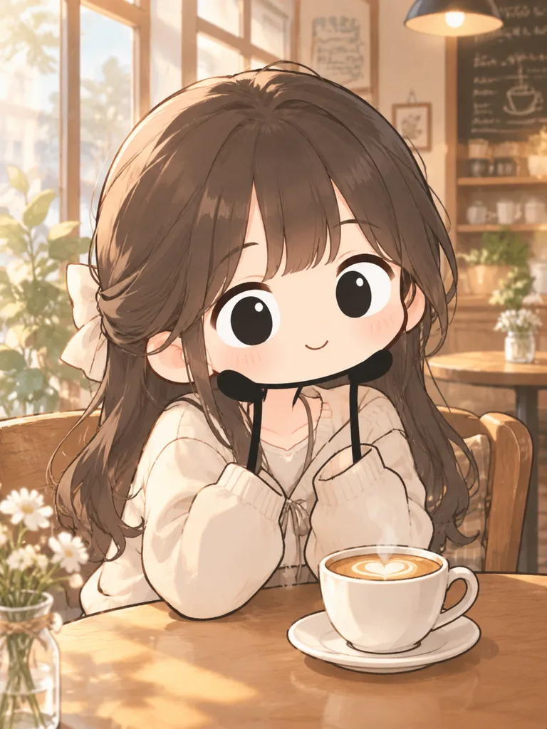 Cute Japanese Woman in a Cafe