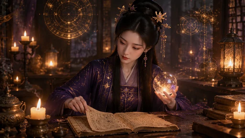 Eastern Diviner in Hanfu by Candlelight