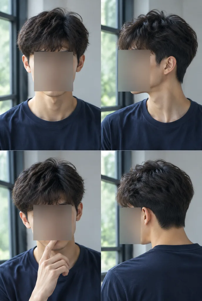 Four-Angle Male Hairstyle Reference Grid