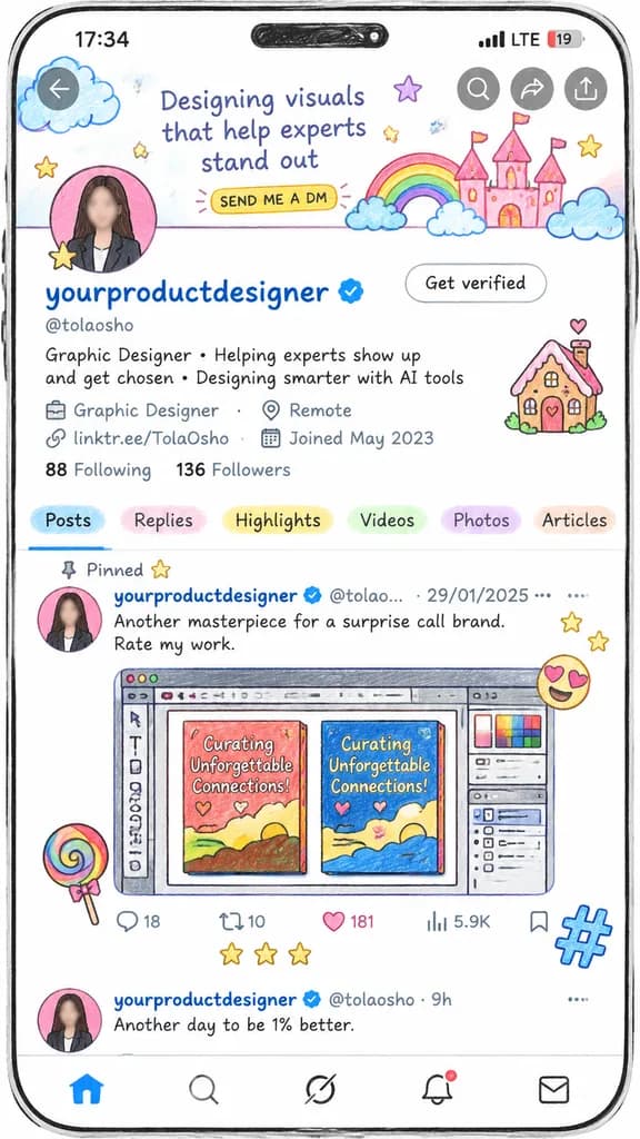 Hand-Drawn Social Media Profile Screen