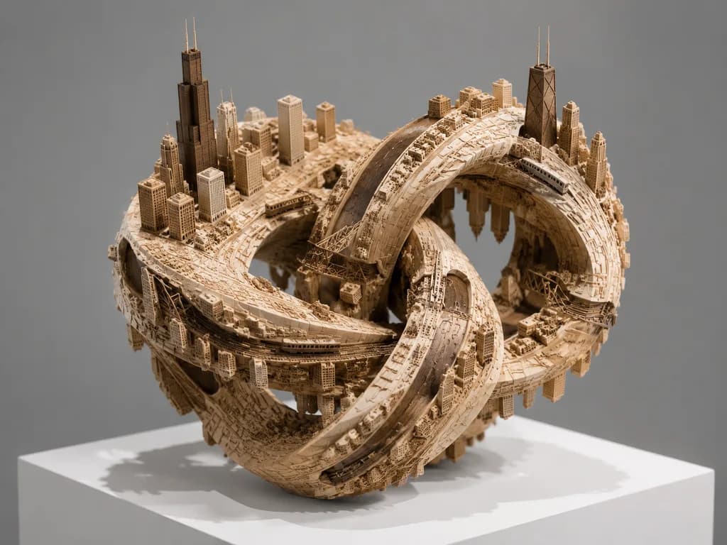 Impossible Wooden Knot City Sculpture