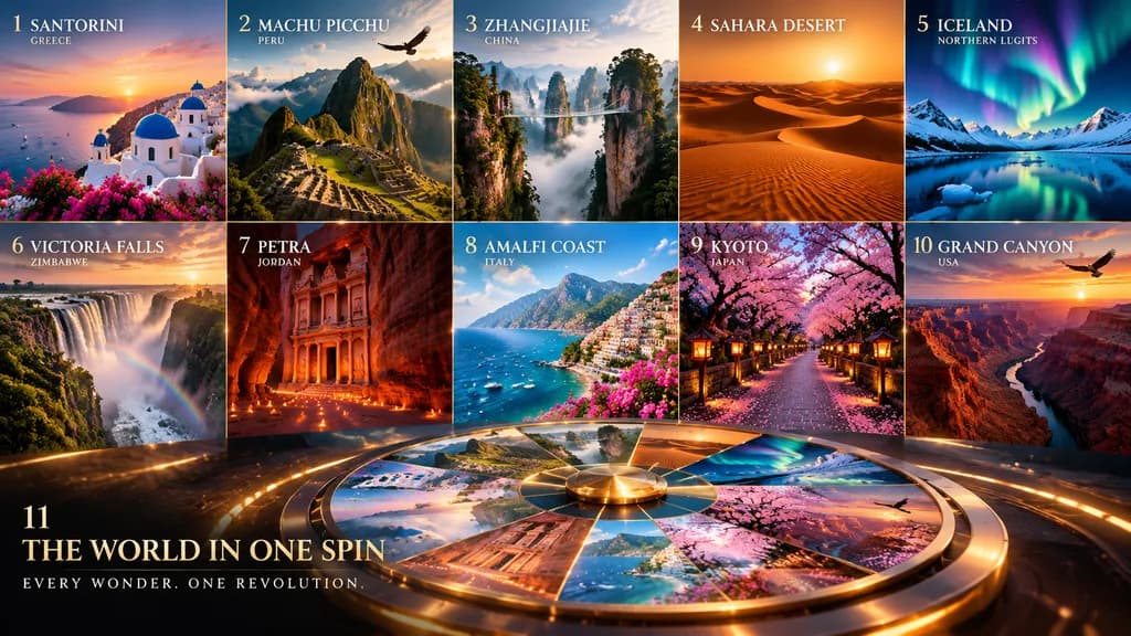 World Wonders Travel Destination Collage