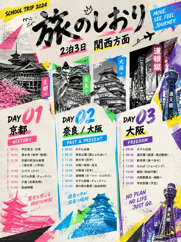 Graphic School Trip Itinerary Poster