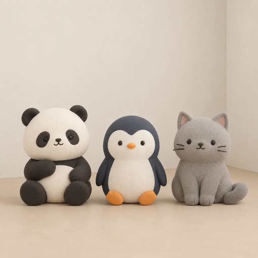 Minimalist Clay Trio of Animals